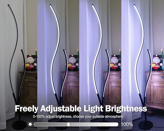 DAYCENT RGBWIC Floor Lamps Modern Smart Corner Lamp with APP and Remote 1500 Lumen LED Lights with Music Sync, 16 Million DIY Colors, Scene Modes Ambience Light for Bedroom Living Room Black