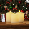 Homemory White Flameless Candles Battery Operated with Remote Timer, 3x3 Real Wax LED Pillar Candle for Home Fireplace Bedroom Living Room Party, Set of 3