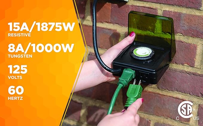 Woods 50012WD Outdoor 24-Hour Heavy Duty Mechanical Plug-in Timer, 2 Grounded Outlets (Pack of 6)