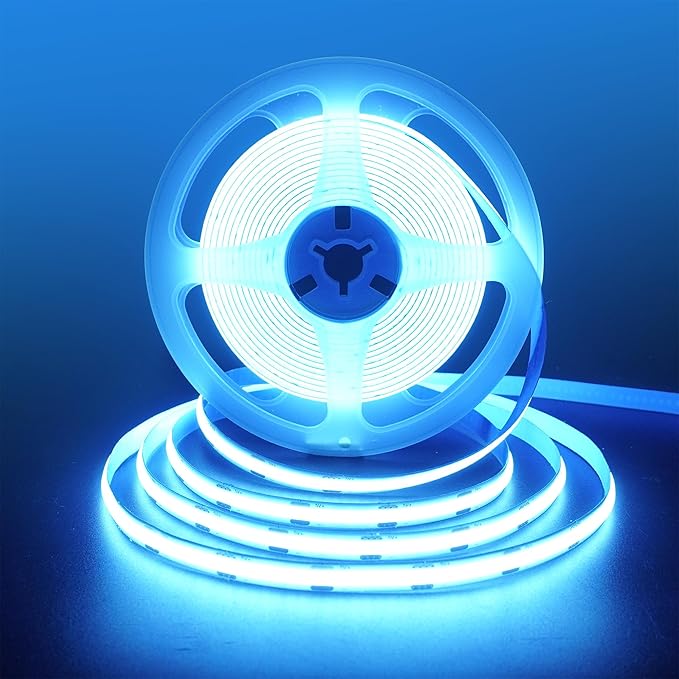 5V USB COB LED Strip Lights,6.56FT/2M,Ice Blue,320LEDs/M,8mm Width,Not Waterproof IP20,1M USB Cable,Flexible LED Tape Light for DIY Home Indoor Decoration