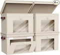 Univivi Storage Bins with Lids, Large Closet Organizers and Storage with Handles & Window, Foldable Fabric Storage Cubes with Lids for Home, Closet, Bedroom, 4 Pack, (Beige, 16.5“ x 12” x 12")