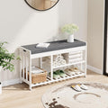 Shoe Rack Bench with Cushion,2 Tiers Shoe Bench with Flip-Top Storage,Wood Shoe Rack for Entryway, Hallway, Bedroom, Front Door Entrance (White)