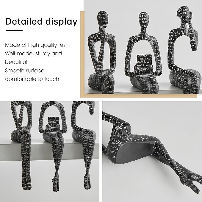 XINXUAN Letter - Black Statue Home Decor - Modern Bookshelf & Desk Decor - 3 Piece Set