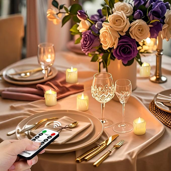 Topstone Flameless Candles with Remote Control，Battery Operated LED Candles with Timer & Dimmable Function, Realistic Wax Dripping Design, Perfect for Home Decor, Wedding, Christmas Decorations (24)