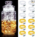 Aogist 12 Pack Fairy Lights 3 Modes 7ft 20 LED Waterproof,Battery Operated Silver Wire Firefly Starry Moon Mini String Lights for Mason Jars Christmas DIY Crafts Party Bedroom,Cool White&Warm White