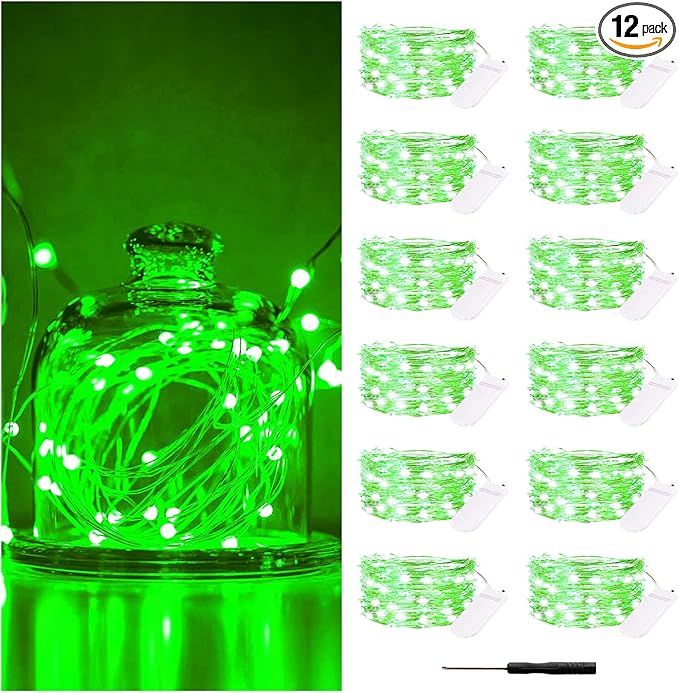 Bexdir 12 Pack Fairy Lights Battery Operated String Lights，7FT 20LED Waterproof Silver Wire Christmas Lights Outdoor,Firefly Mini Lights for Bedroom Party Birthday Wedding Home Decor
