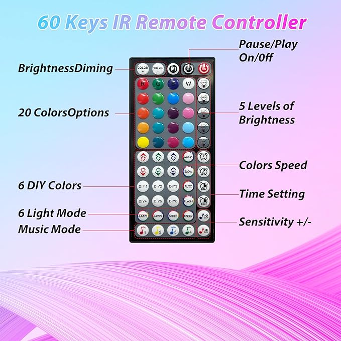 190FT Led Lights for Bedroom, Color Changing RGB Led Strip Lights Indoor, Music Sync Led Light Strip with Remote and App Control, DIY Led Lights for Room Home Decor Ambient Lighting (2 * 95FT)