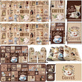 Fourluoo 16 Pcs Coffee Kitchen Decor and Accessories Set Coffee Brown Kitchen Towel and Dishcloth Non Slip Rug Mat for Floor Farmhouse Oven Mitt and Pot Holder Curtain Set for Home Decoration Gift