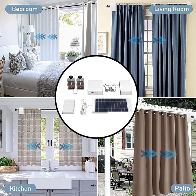 Nexete Smart Curtain Motor Robot, Automatic Curtain Open Timer, Wireless Remote & Smart Life App Control, Add Gateway to Make it Compatible with Alexa, Google Home (Smart Curtain kit)