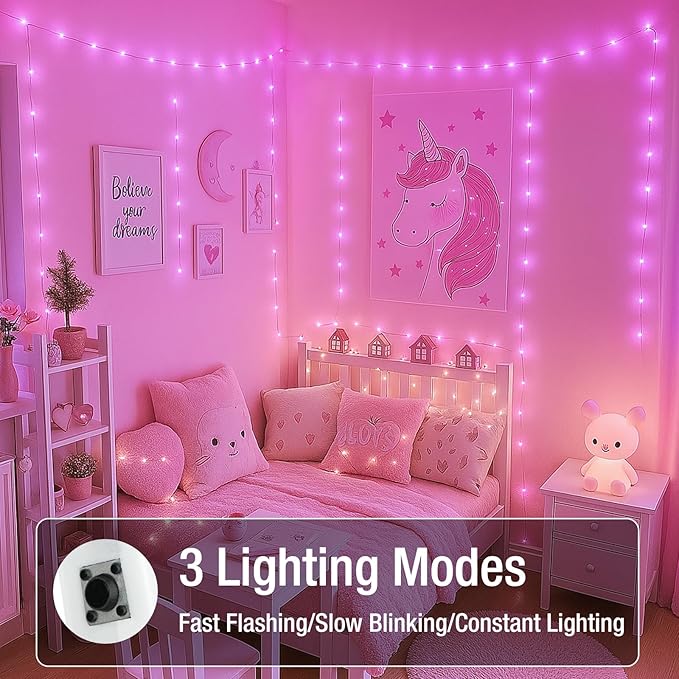 6 Pack Fairy Lights Battery Operated - 7ft 20 Led Twinkle Lights 3 Modes, Bulk Mini String Light Waterproof for Mason Jars Vases DIY Party Wedding Decoration Valentines Day - Pink
