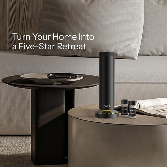 Tower Waterless Scent Diffuser & Oil Kit, 2000 Sqft Coverage, Hotel Diffuser with Bliss & Santal Aroma Oil for Large Room, Home Office, Hotel, Remote & App Control Cold Air Machine, Onyx