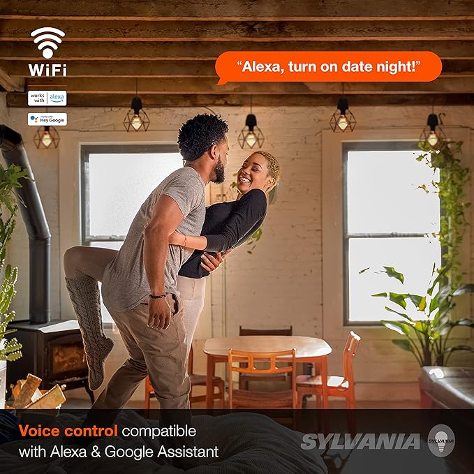 Sylvania WiFi LED Smart A19 Light Bulb, 7.5W Efficient with Filament, for Alexa/Google Assistant, Energy Star, Clear, 2700K, Soft White - 1 Pack (75797)