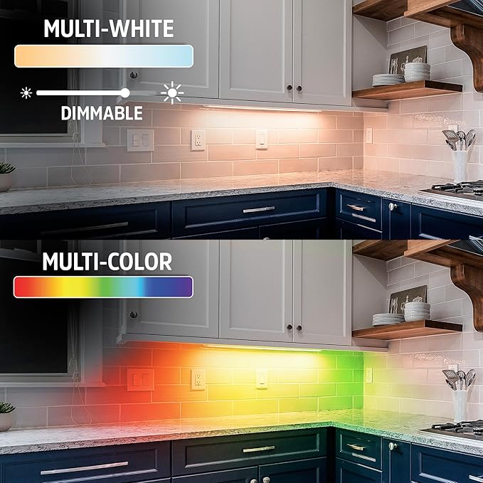Energizer Smart Under Cabinet Light Bar 2 Pack, Ultra-Thin 0.3”x12”x2.7”, RGB + Multi-White, Remote Control, Button, App, Voice Control with Alexa Siri Google, Motion Control, Dimmable, Scheduling