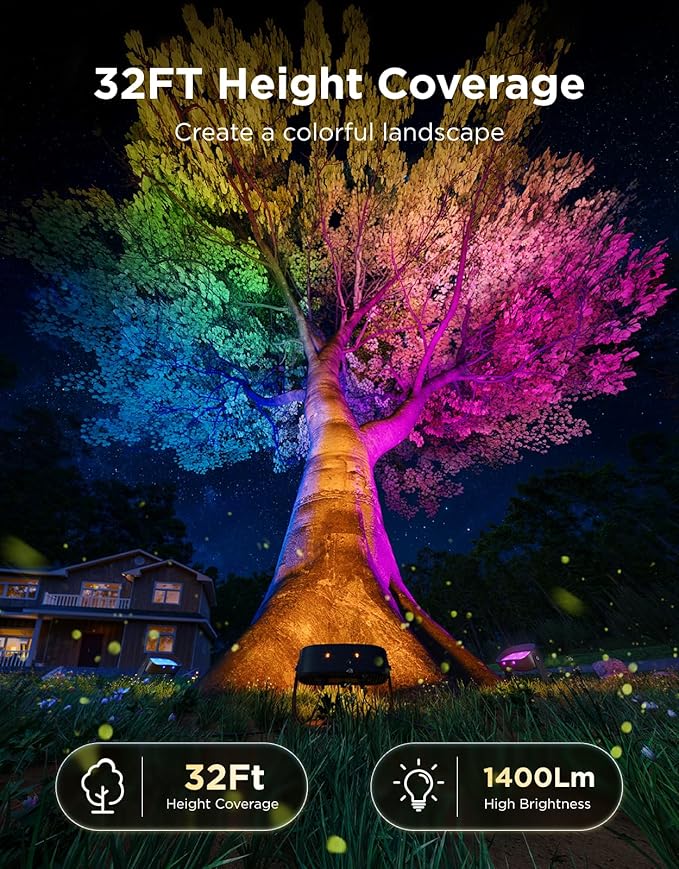 Govee Outdoor Tree Lights 3-Pack, RGBWIC LED Landscape Lighting, Outdoor Lights for Yard Garden Patio, 66 Scene Modes for Holiday Party and Event, App Control, Google Assistant, Matter