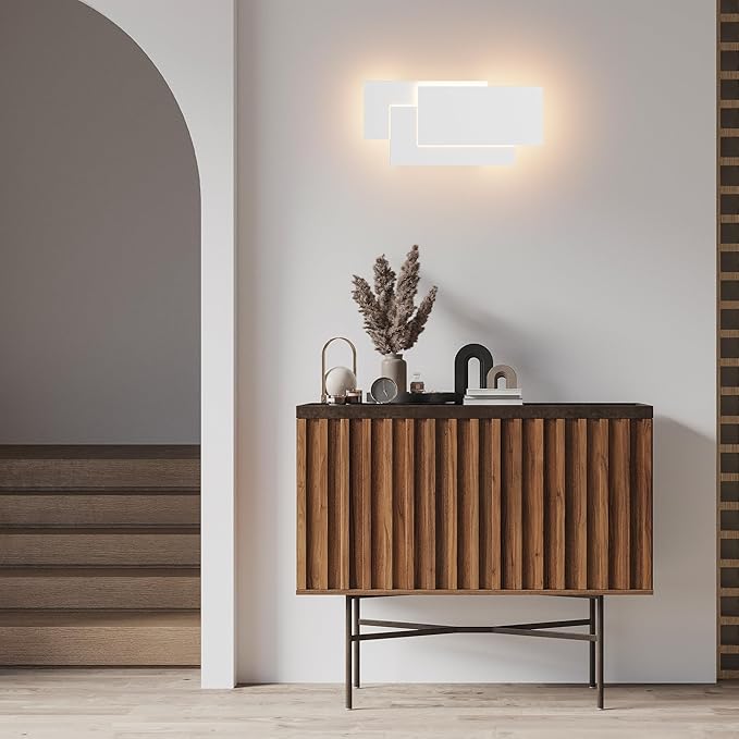 Ralbay 36W LED Modern Wall Sconce Matte White Aluminum Minimalist Indoor Wall Lamp for Bedroom & Hallway, 2700-3000K Warm White, Hardwired Non-Dimmable
