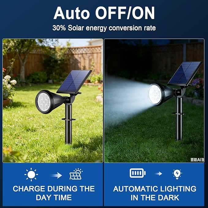WELALO Solar Spot Lights Outdoor Waterproof IP65, 10 Pack 4 Lighting Modes Solar Powered Landscape Spotlights with Auto On/Off, Solar Garden Christmas Yard Pathway Wall Lights for Outside, Cool White