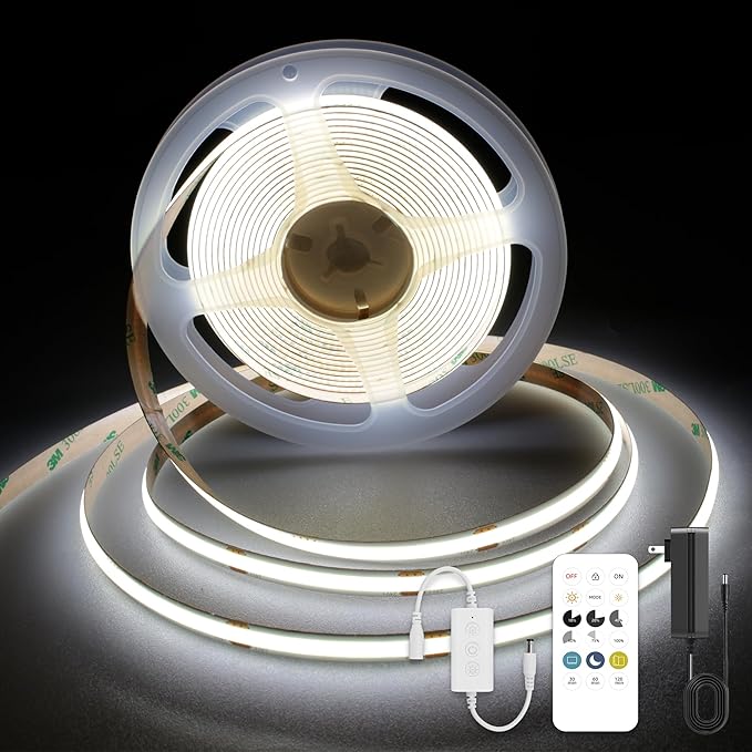 AUZIWECOB LED Strip Lights 9.84ft, White LED Light Strip 6000K, DC24V Tape Light, CRI93+, Bluetooth App Control, Dimmable LED Strips for Bedroom,Cabinet,Living Room.