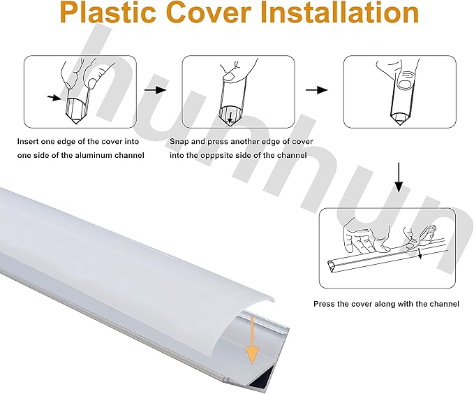 hunhun 10-Pack 3.3ft/1Meter V Shape LED Aluminum Channel System with milky Cover, End Caps and Mounting Clips, Aluminum Profile for LED Strip Light Installations, Very Easy Installation