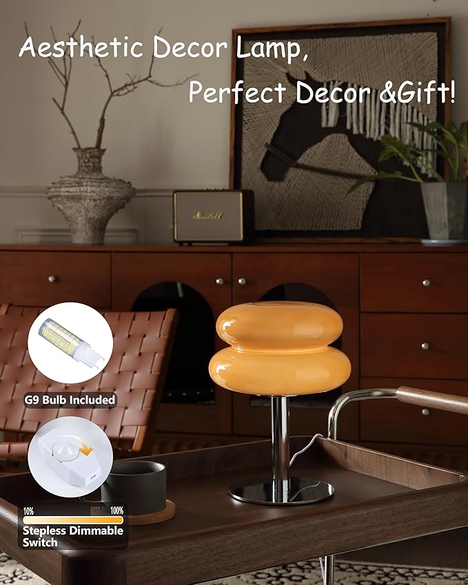 Mushroom Lamp Table Lamp for Night Stands,Mid Century Modern Desk Lamps for Bedroom, Vintage Dimmable Bedside Small Lamps, Cute Cool Home Room Aesthetic Decor for Living Room (Copper)