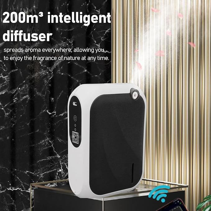 Smart Essential Oil Diffuser Aromatherapy Air Freshener with 140ML Oil Capacity 4 Speed Adjustment BT APP Control 200m Coverage for Home Office SPA (Black)