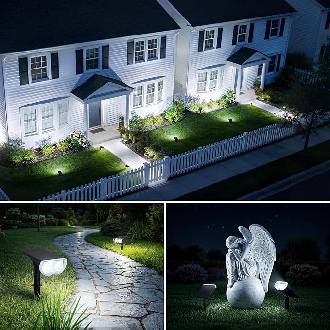 Consciot Solar Lights Outdoor Waterproof IP67, 3 Lighting Modes Solar Spot Lights Outdoor, Auto On/Off, 2-in-1 Solar Landscape Light for Yard Garden Landscape Pathway, Cool White 6500K, 4 Pack
