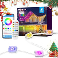 POOFZY Permanent Outdoor Lights for House,49ft RGB+IC Smart Outdoor Decor, 50 Scene Modes,App/Remote Control,IP67 Waterproof,for Christmas,Easter,Daily & Holiday Party Decor,House Roof Lighting