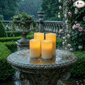 5plots 3" X 5"5" 6" 6" Outdoor Waterproof Candles, Battery Operated Led Ivory White Flameless Candles with 10-Key Remote & Timer for Indoor Home Lantern Holiday Decor, Set of 4