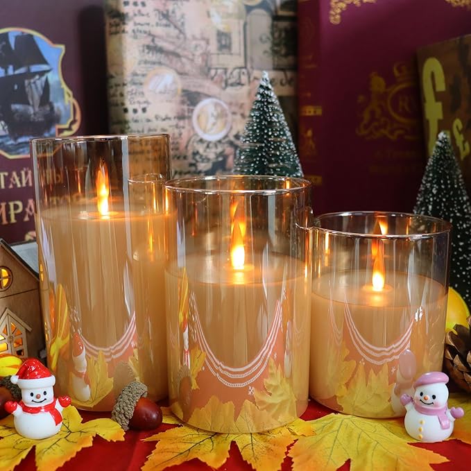 200 Hours Rechargeable Flickering Flameless Candles, Rechargeable Battery LED Glass Pillar Candle with Remote and Timer, Real Wax Warm Color for Home Living Room Decor, Ideal Gift for Women
