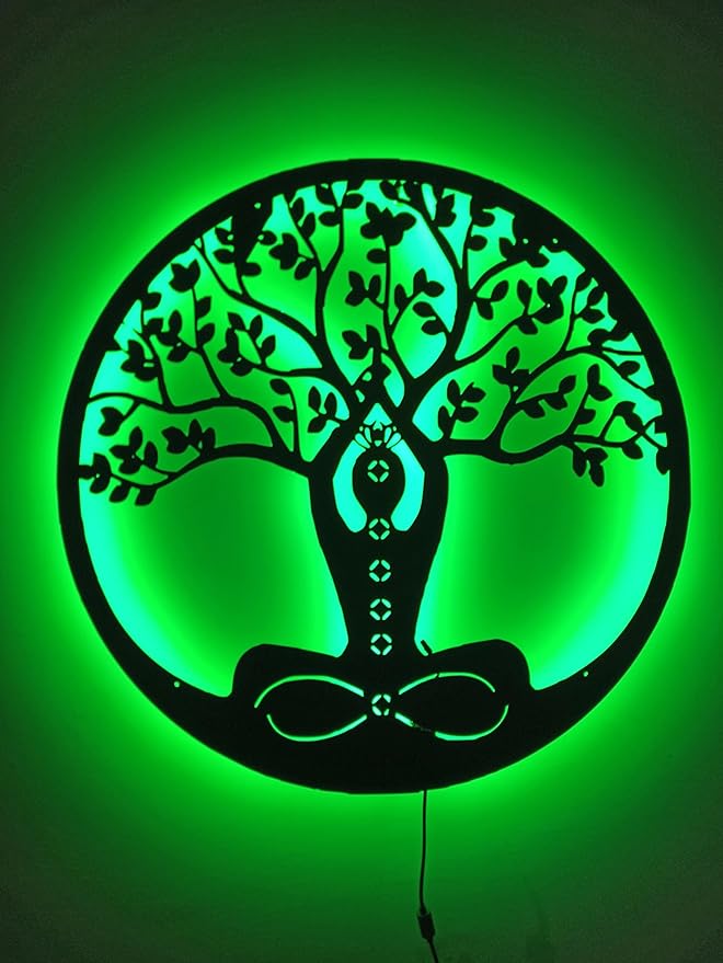 Led Tree Branch Lights For Wall, Meditation Tree Of Life Metal Wall Art With Rgb Led Light, Custom Meditation Wall Decor, Meditation Neon Light Sign, Meditation Gift Decor, 6 inches