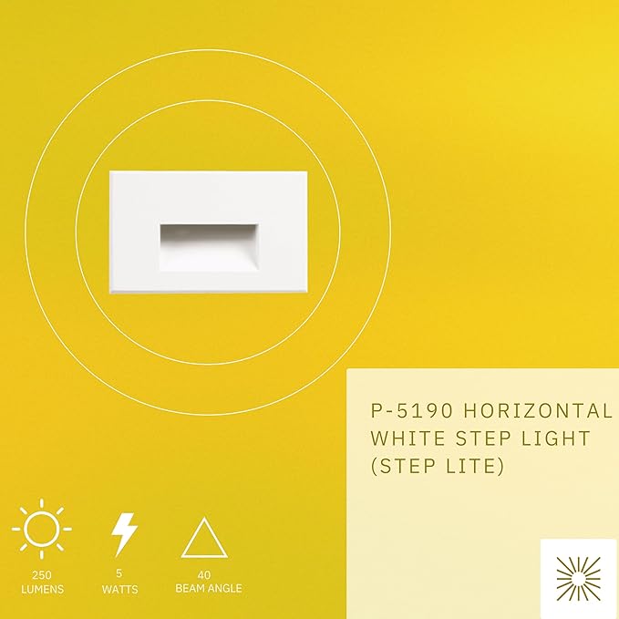 5W LED Horizontal Step Lights, White Finish, 120V Dimmable LED Stair Lights Indoor and Outdoor, 250 Lumens, CRI 90+, IP-65 IC Rated, ETL Listed, Cool White 4100k
