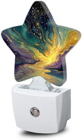 Purple Gold Marble Night Light,Colorful Abstract Plug-in Star Night Lights with Dusk-to-Dawn Sensor for Bedroom,Bathroom,Living Room Sleep Friendly Lamp for Women Girls Boys Gift,0.5W