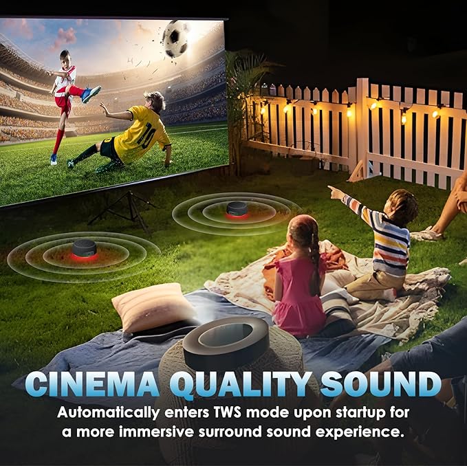 Dual Bluetooth Speaker Set with Magnetic Base & Phone Stand - TWS Stereo Sound, 10H Playtime, 3H with RGB Music Lights On- Bluetooth Wireless Speaker for Home Theater, Outdoor,TV Watching, Multi Room
