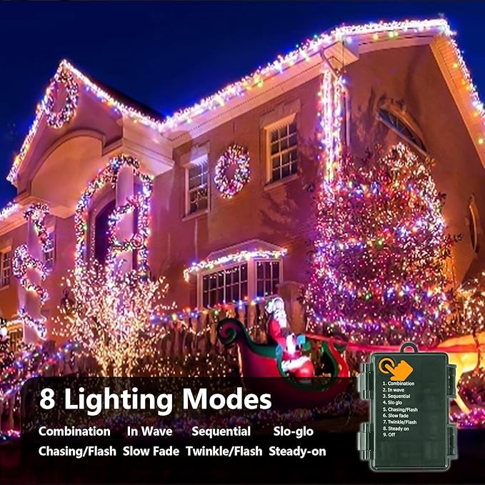 ITICdecor Christmas String Lights 33ft 100 LED, Waterproof Fairy Starry String Lights Battery Operated, 8 Modes Decorative Lights for Indoor Outdoor Xmas Tree Party Garden