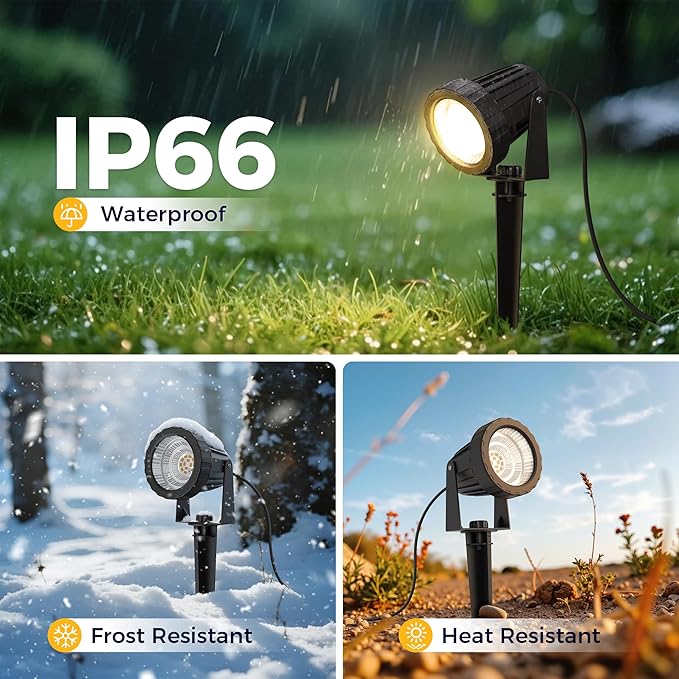 L LOHAS LED 5W Dusk to Dawn Outdoor Lighting, Auto On/Off 3000K Landscape Outdoor Spotlight, IP66 Waterproof Plug in Spot Lights for Yard, Garden, House, Pathway, Plant, UL Listed (8 Pack)