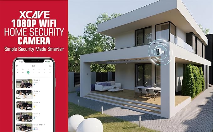 Home Security Cameras Wireless Outdoor No Subscription - WiFi Security Camera - 1080P Outdoor Camera Wireless WiFi - Motion Detection, Night Vision, 2-Way Talk, IP65 Waterproof