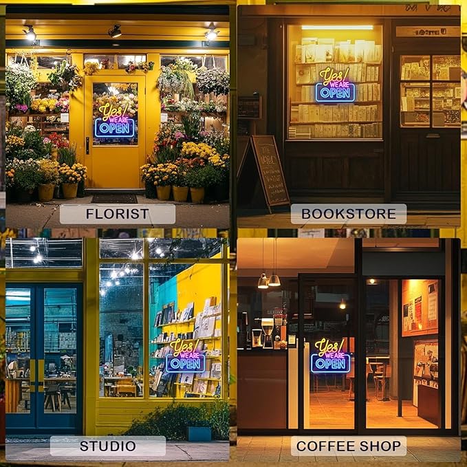 Yes We Are Open Neon Sign Wall Decorations Dimmable LED Light for Business Store USB Adjustable Brightness for Aesthetic Decoration for Coffee Shop Dessert Store Bar Pub Party Opening Gift