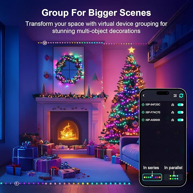 Smart Fairy String Lights, 33Ft Usb DIY Twinkle Lights w/Remote & App Controlled, music sync,12 Modes, Multicolor & Warm White for Bedroom, Christmas, Parties,Wedding,Centerpiece, Decoration