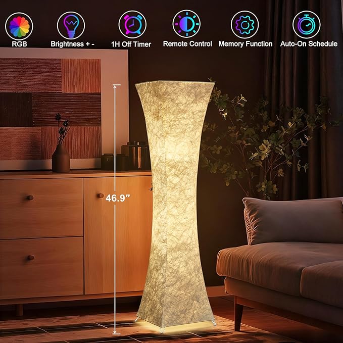 GyroVu Floor Lamps for Living Room, RGB Color Changing Corner Floor Lamp with Remote Control, Dimmable Standing Lamp for Bedroom, Office, Game Room, Kids Room (Bulbs Included)