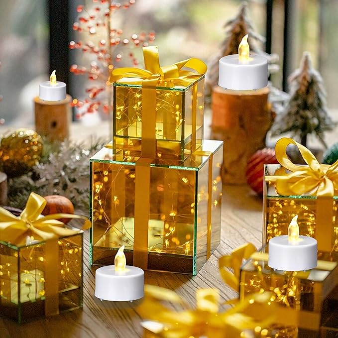 Tea Lights Candles Battery Operated with Remote Control, 24Pcs Flickering Flameless Candle with Timer, Long Lasting 400+Hours Led Electric Candle for Home Decor, Wedding, Party (WarmYellow)