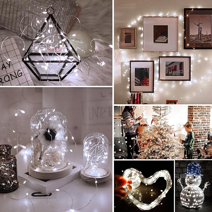 ZGWJ Fairy Lights Battery Operated, 12 Pack White 20 LED 7ft Mini Stirng Lights Waterproof 3 Lighting Modes for Bedroom Decor, Easter, Halloween, Christmas, Party Indoor and Outdoor Decoration
