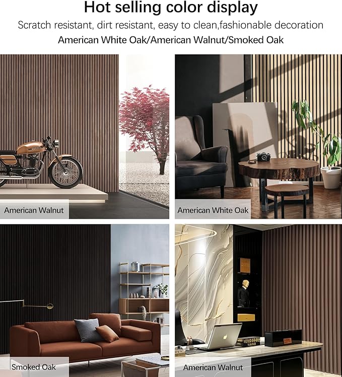 Wood Panels for Wall - 2 PCS Wood Slat Wall Panel, Natural Walnut Veneer Acoustic Wall Panels - 12.6" W x 94.5" L