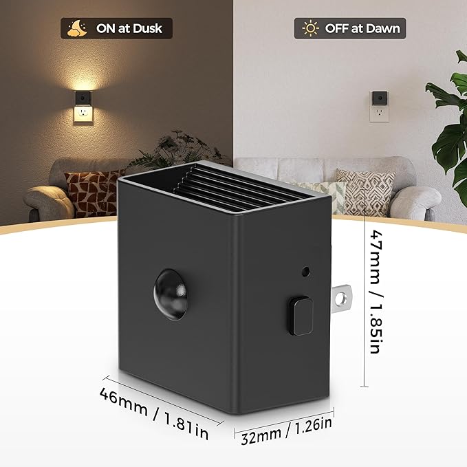 DORESshop LED Night Lights Plug into Wall [2 Pack], Plug in Night light, 3 Level Brightness Adjustable Night Light, Dusk to Dawn Motion Sensor Night Light for Adults, Bedroom, Bathroom, Hallway, 3000K