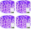 JMEXSUSS 4 Pack 50 LED Purple Christmas Fairy Lights Battery Operated, 16.1ft Purple String Lights Indoor Outdoor Waterproof for Bedroom Party Halloween Xmas Decorations