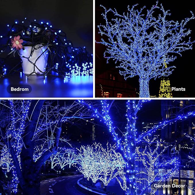 ITICdecor Christmas String Lights Battery Operated, 33ft 100 LED Fairy Lights Outdoor Waterproof with Remote Control Timer, 8 Modes Decorative Lights for Indoor Outdoor Xmas Tree Party Garden (Blue)