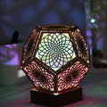 Starlight Projector Lamp,Boho Ambient Lighting Infinity Dodecahedron Art Night Light, Wooden Colorful LED Lights for Bedroom Vintage Room Decor Aesthetic Unique Gifts (Pentagonal)