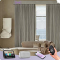 Graywind Hardwired Smart Curtains Compatible with Alexa Google Remote Control Motorized Drape for Sliding Door One-Way or Split Draw, Custom Width to 220" (Cloud Series)