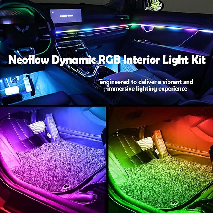 Neoflow Dynamic RGB Interior Light Kit,Neoflow LED Light,6 Light Strips Kit,Access Over 16 Million Colors and 213 Dynamic Modes,Adjustable Brightness,for Cars,Trucks,SUV (Kit)
