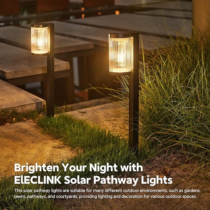 Solar Pathway Lights Outdoor, 2 Pack Upgraded Outdoor Solar Lights for Outside Super Bright Up to 12Hrs, IP65 Waterproof Solar Garden Lights for Yard Path Walkway Decor Landscape Lighting