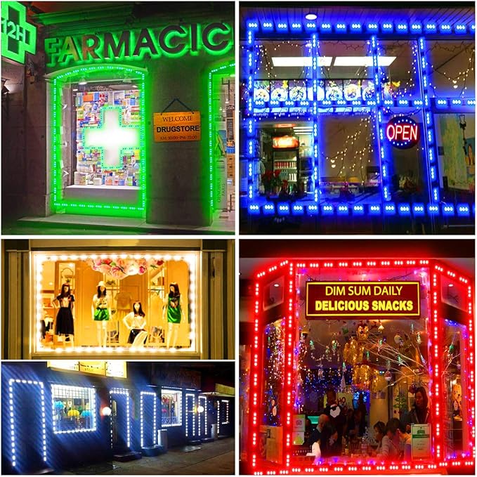 Module 100FT LED Strip Lights, Waterproof RGB 5050 Color Changing Kit with 44 Key IR Remote and 12V Power Supply, Smart Memory Function for Bedroom, Party, Storefront Advertising Signs Decoration