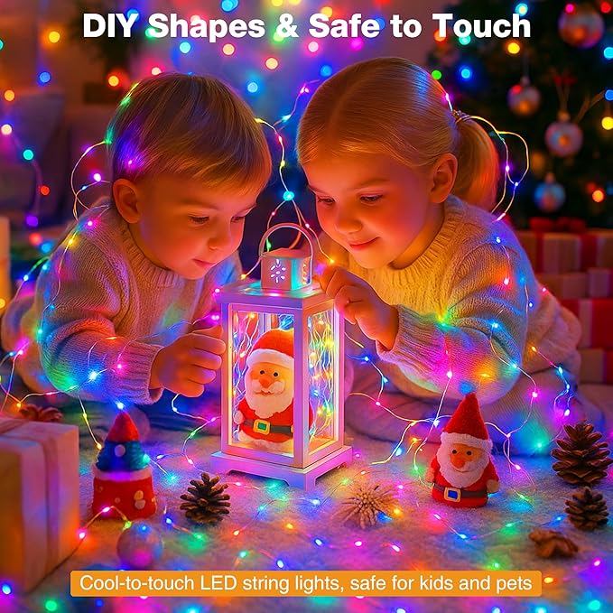 16FT 50 LED Fairy Lights Battery Operated with Timer, 8 Modes USB Mini Twinkle Light, Small String Lights for Christmas Tree Wreath Vase Bedroom DIY Party Decorations-Multi-Colored
